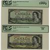 Image 1 : 1954 $1 BC-29a, $20 BC-33b both PCGS AU53