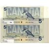 Image 1 : 1986 $5 BC-56aA #ENX1281995/996.  Lot of 2 consecutive issues.  Solid choice issue.