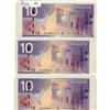 Image 1 : 2007 $10 BC-68aA, Signal note replacements (3,20M-3,204M) 3 notes BTL3200417/347 & 510.  Lot of 3 no