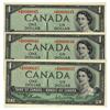 Image 1 : Low Serial Numbers 1954 $1 BC-37bA-i *B/M0000045-047.  Lot of 3 notes all PCGS AU58