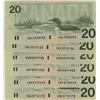 Image 1 : RADAR Notes 1979 $20 BC-58d.  Lot of 6 Crisp notes.  Should be viewed.