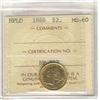 Image 1 : Nfld Gold 1888 $2 Obv 3 ICCS MS60.