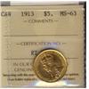 Image 1 : Gold 1913 $5 ICCS MS63.