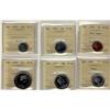 Image 1 : 1974 Specimen Set.  Complete Set graded ICCS. All coins graded SP66 except for nickel which is SP65.