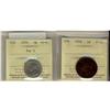 Image 1 : 1858 1¢ F12 & 1926 Far 5¢ VG8.  Lot of 2 ICCS graded coins.