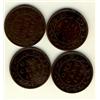 Image 1 : 1858 1¢ F15 to VF.  Lot of 4 coins.