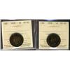 Image 1 : 1858 1¢ ICCS VF20.  Lot of 2 coins both ICCS graded.
