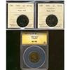 Image 1 : 1859 1¢ W9/8 VG8, VF30 & 1907H ANACS AU50. Lot of 3 coins.