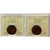 Image 1 : 1859 1¢ Wide 9/8 & 1891 SLL SD Obv 2 ICCS VF30.  Lot of 2 coins.