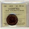 Image 1 : 1859 1¢ Wide 9/8 Rotated Dies ICCS MS62RB.