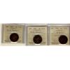 Image 1 : 1859 1¢ DP N9 #1, 1891 SD SL Obv 2 & SD LL Obv 2 ICCS F12.  Lot of 3 coins.
