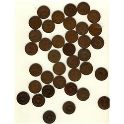Nfld 1904H(3) 1¢, 1907(2), 1909(3), 1913(5), 1917c(5), 1919c(4), 1920c(8), 1929(2), 1936(5).  Lot of