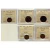 Image 1 : 1886 1¢ Obv 2, 1901, 1920, 1924 & 1925 ICCS MS60.  Lot 5 ICCS coins.