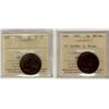 Image 1 : 1891 1¢ LL LD Obv 2 MS60 & 1900 AU55.  Lot of 2 ICCS graded coins.