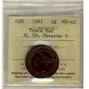 Image 1 : 1891 1¢ SL SD Obv 3 ICCS MS62 Trace Red.