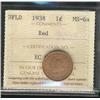 Image 1 : Nfld 1938 1¢ ICCS MS64RD.