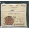 Image 1 : Nfld 1942 1¢ ICCS MS64RD.  Full red and lustrous.