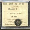 Image 1 : Nfld 1865 5¢ Obv 1 ICCS VF20.