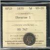 Image 1 : Nfld 1870 5¢ Obv 1 ICCS VF20.