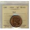 Image 1 : 1918 1¢ ICCS MS65RD. 95% red and attractive.