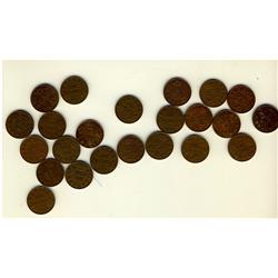 1920 1¢, 1921, 1922(4), 1923(7),1924, 1926, 1927, 1928, 1930(3), 1931(2) & 1932.  Lot of 21 coins VG
