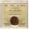 Image 1 : 1922 1¢ ICCS MS62RB.