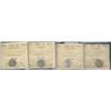 Image 1 : Nfld 1938 5¢, 1940c, 1944c AU55 & 1947c VF20.  Lot of 4 ICCS graded coins.