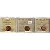 Image 1 : 1934 1¢, 1935 & 1985 Ptd 5 ICCS MS64RD.  Lot of 3 coins.