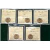 Image 1 : 1937 1¢, 1938, 1939, 1940 & 1947 ML ICCS MS65RD.  Lot of 5 coins.