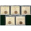 Image 1 : 1937 1¢, 1938, 1939, 1940 & 1949 A Off ICCS MS65RD.  Lot of 5 coins.