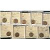 Image 1 : 1937 1¢, 1938, 1939, 1940, 1943, 1945, 1946, 1947 & 1951 ICCS MS64RD.  Lot of 9 coins.