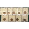 Image 1 : 1937 to 1947 1¢ ICCS MS64RD.  Lot of 9 coins not including 1941.