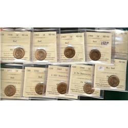 1938 1¢, 1940, 1946, 1946, 1947ML, 1948 A Off, 1949 A to, 1950, 1952 & 1954 SF MS64RD.  Lot of 10 IC