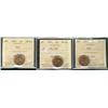 Image 1 : 1940, 1947ML & 1952 1¢ ICCS MS65RD.  Lot of 3 coins.