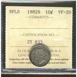 Nfld 1882H 10¢ ICCS VF20.