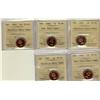 Image 1 : 1961 PL65 1¢, 1963, 1964 PL65 & 1964 PL66RD.  Lot of 5 coins all ICCS Red and Ultra Heavy Cameo, alo