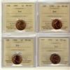 Image 1 : 1990 1¢, 1991, 1992 & 1996 ICCS MS66RD.  Lot of 4 coins.