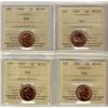 Image 1 : 1997 1¢, 1999, 2000 & 2001 ICCS MS67RD.  Lot of 4 coins.