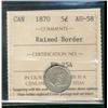 Image 1 : 1870 5¢ Raised Border ICCS AU58.