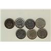 Image 1 : 1870 5¢ RB, 1874H Pln 4, 1882H(2) & 1883H(3).  Lot of 7 coins VF to EF.