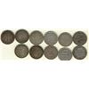 Image 1 : Nfld 1881 20¢, 1885, 1888, 1890, 1894 Obv 1, Obv 2, 1896 Lg, Sml, 1899 Hook, Large & 1900.  Lot of 1