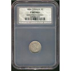 1884 5¢ NCS Fine Details.  Designated improperly cleaned.  Nice example for grade.