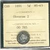 Image 1 : 1891 5¢ Obv 2 ICCS MS63.  Attractive rim tone.