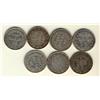 Image 1 : Nfld 1894(2), 1899 Hook, 1899 Lg(2) & 1900(2) 20¢.  Lot of 7 coins all VF or better.