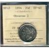 Image 1 : Nfld 1894 20¢ Obv 2 ICCS EF40.
