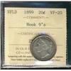 Image 1 : Nfld 1899 20¢ Hook 9's ICCS VF 20.