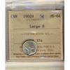 Image 1 : 1902H 5¢ Lg H ICCS MS64.  Blast white.