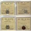 Image 1 : 1904 5¢, 1905, 1906 & 1910 Ptd Lvs ICCS AU58.  Lot of 4 coins.