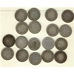 Nfld 1870 50¢, 1872H, 1873, 1874, 1876H, 1880, 1881, 1882H, 1885 & 1888, 1894, 1896, 1898(3), 1899 N