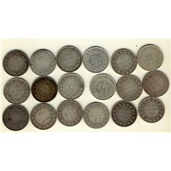 Nfld 1870 50¢, 1872H, 1873, 1874, 1876H, 1880, 1881, 1882H, 1885 & 1888, 1894, 1896, 1898(3), 1899 N